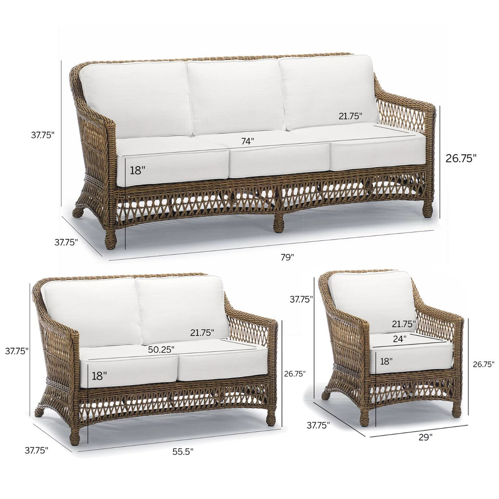 Hampton 3-pc. Sofa Set in Driftwood Wicker