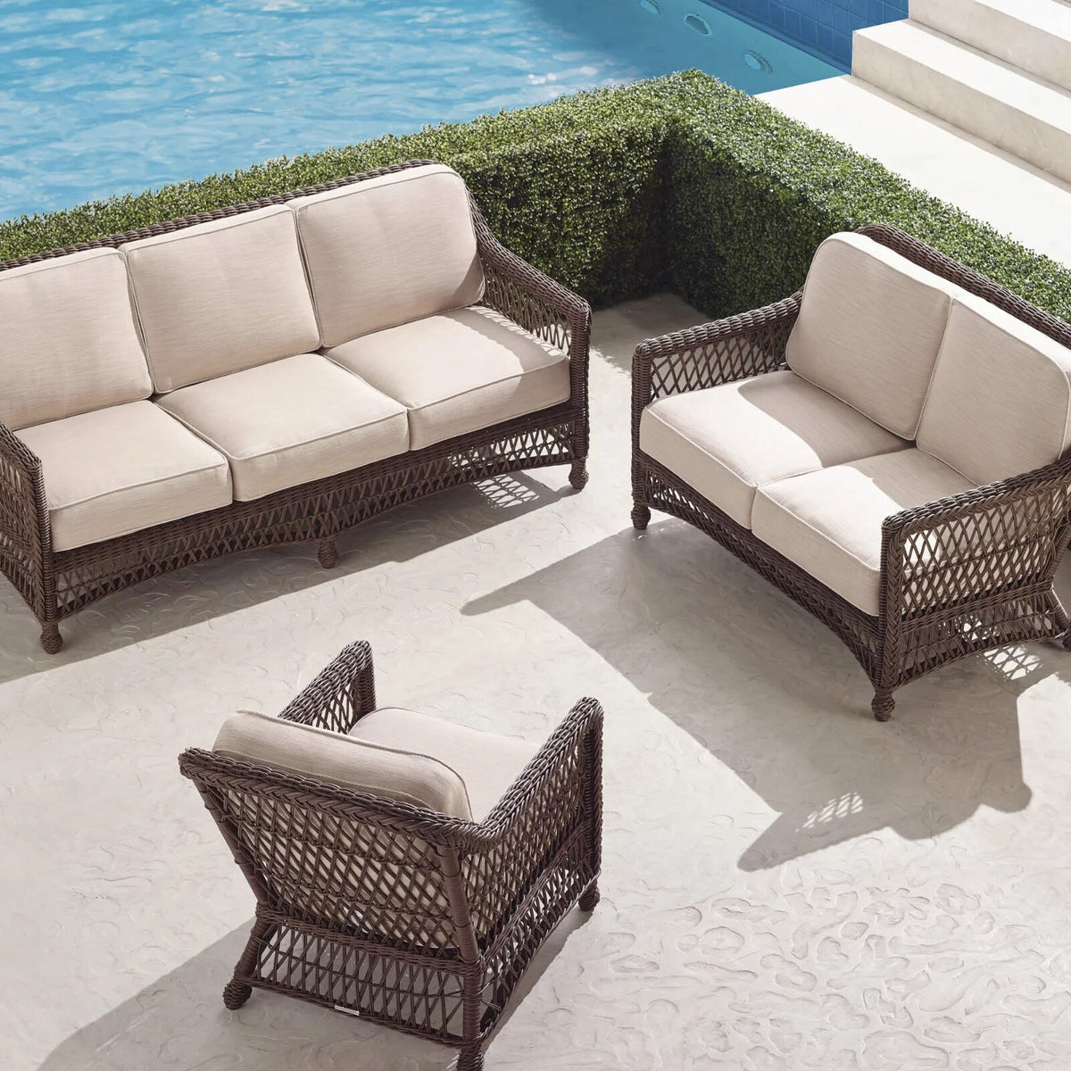 Hampton 3-pc. Sofa Set in Driftwood Wicker